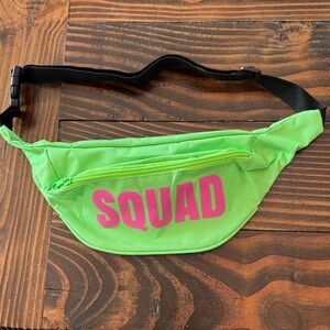 Neon Green "SQUAD" Fanny Pack with Pink Lettering